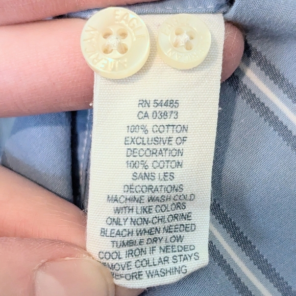 Vintage American Eagle Mens Shirt Button Down Light Blue Striped 100% Cotton EUC - Picture 4 of 5